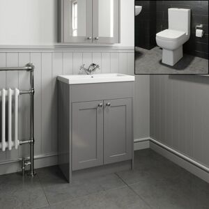 Park Lane Traditional Bathroom Vanity Unit Sink Basin Close Coupled Square Toilet Grey Park Lane Traditional Bathroom Vanity Unit Sink Basin Close Coupled Square Toilet Grey