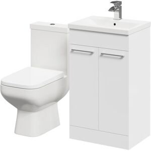 WHOLESALE DOMESTIC Turin Gloss White 500mm Floor Standing Vanity Unit and Toilet Suite with 1 Tap Hole Basin and 2 Doors with Polished Chrome Handles - Wholesale WHOLESALE DOMESTIC Turin Gloss White 500mm Floor Standing Vanity Unit and Toilet Suite with 1 Tap Hole Basin and 2 Doors with Polished Chrome Handles - Wholesale