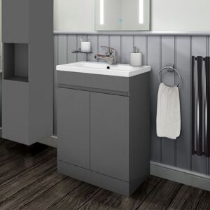 BIUBIUBATH 600mm Grey Vanity unit with Basin Sink Bathroom Furniture Freestanding 2 Doors BIUBIUBATH 600mm Grey Vanity unit with Basin Sink Bathroom Furniture Freestanding 2 Doors