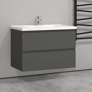 Biubiubath - 800mm Wall Hung Vanity Unit with Basin Sink Bathroom Cabinet Storage 2 Drawers Biubiubath - 800mm Wall Hung Vanity Unit with Basin Sink Bathroom Cabinet Storage 2 Drawers