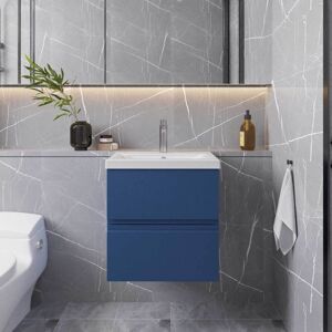 VASARI Hudson Reed Urban Wall Hung 2-Drawer Vanity Unit with Basin 2 Satin Blue - 500mm Wide VASARI Hudson Reed Urban Wall Hung 2-Drawer Vanity Unit with Basin 2 Satin Blue - 500mm Wide