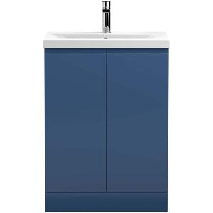 VASARI Hudson Reed Urban Floor Standing 2-Door Vanity Unit with Basin 1 Satin Blue - 600mm Wide VASARI Hudson Reed Urban Floor Standing 2-Door Vanity Unit with Basin 1 Satin Blue - 600mm Wide