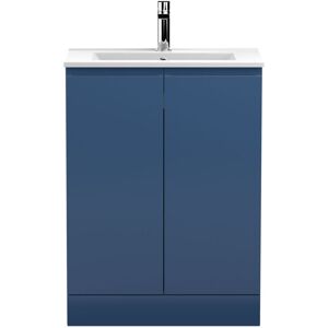 VASARI Hudson Reed Urban Floor Standing 2-Door Vanity Unit with Basin 2 Satin Blue - 600mm Wide VASARI Hudson Reed Urban Floor Standing 2-Door Vanity Unit with Basin 2 Satin Blue - 600mm Wide