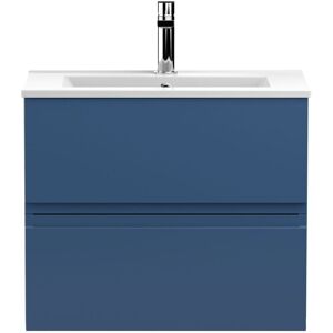 VASARI Hudson Reed Urban Wall Hung 2-Drawer Vanity Unit with Basin 2 Satin Blue - 600mm Wide VASARI Hudson Reed Urban Wall Hung 2-Drawer Vanity Unit with Basin 2 Satin Blue - 600mm Wide