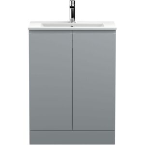 VASARI Hudson Reed Urban Floor Standing 2-Door Vanity Unit with Basin 2 Satin Grey - 600mm Wide VASARI Hudson Reed Urban Floor Standing 2-Door Vanity Unit with Basin 2 Satin Grey - 600mm Wide