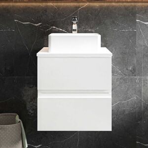 Vasari - Hudson Reed Urban Wall Hung 2-Drawer Vanity Unit with Worktop 500mm Wide - Satin White Vasari - Hudson Reed Urban Wall Hung 2-Drawer Vanity Unit with Worktop 500mm Wide - Satin White