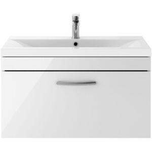 Nuie - Athena Wall Hung 1-Drawer Vanity Unit with Basin-1 800mm Wide - Gloss White Nuie - Athena Wall Hung 1-Drawer Vanity Unit with Basin-1 800mm Wide - Gloss White