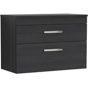 Nuie - Athena Wall Hung 2-Drawer Vanity Unit and Worktop 800mm Wide - Charcoal Black Nuie - Athena Wall Hung 2-Drawer Vanity Unit and Worktop 800mm Wide - Charcoal Black