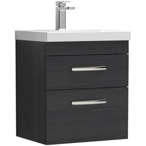 Vasari - Nuie Athena Wall Hung 2-Drawer Vanity Unit with Basin-1 500mm Wide - Charcoal Black Vasari - Nuie Athena Wall Hung 2-Drawer Vanity Unit with Basin-1 500mm Wide - Charcoal Black