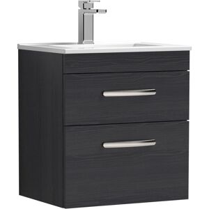 VASARI Nuie Athena Wall Hung 2-Drawer Vanity Unit with Basin-2 500mm Wide - Charcoal Black VASARI Nuie Athena Wall Hung 2-Drawer Vanity Unit with Basin-2 500mm Wide - Charcoal Black