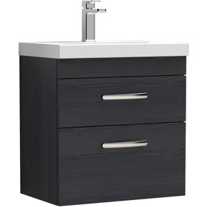 Vasari - Nuie Athena Wall Hung 2-Drawer Vanity Unit with Basin-3 600mm Wide - Charcoal Black Vasari - Nuie Athena Wall Hung 2-Drawer Vanity Unit with Basin-3 600mm Wide - Charcoal Black