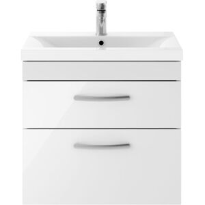 Nuie - Athena Wall Hung 2-Drawer Vanity Unit with Basin-1 600mm Wide - Gloss White Nuie - Athena Wall Hung 2-Drawer Vanity Unit with Basin-1 600mm Wide - Gloss White