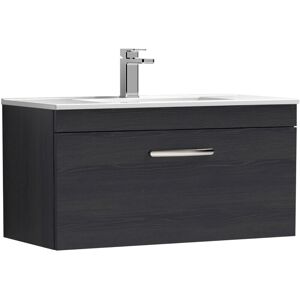 Premier - Nuie Athena Wall Hung 1-Drawer Vanity Unit with Basin-2 800mm Wide - Charcoal Black Premier - Nuie Athena Wall Hung 1-Drawer Vanity Unit with Basin-2 800mm Wide - Charcoal Black