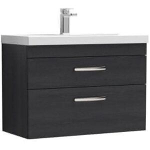 Premier Nuie Athena Charcoal Black Woodgrain 800mm Wall Hung 2 Drawer Vanity Unit and Mid Edge Ceramic Basin - ATH068A Premier Nuie Athena Charcoal Black Woodgrain 800mm Wall Hung 2 Drawer Vanity Unit and Mid Edge Ceramic Basin - ATH068A