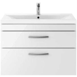 Premier Nuie Athena Gloss White 800mm Wall Hung 2 Drawer Vanity Unit and Mid Edge Ceramic Basin - ATH069A Premier Nuie Athena Gloss White 800mm Wall Hung 2 Drawer Vanity Unit and Mid Edge Ceramic Basin - ATH069A