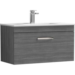 Premier Nuie Athena Wall Hung 1-Drawer Vanity Unit with Basin-2 800mm Wide - Anthracite Woodgrain Premier Nuie Athena Wall Hung 1-Drawer Vanity Unit with Basin-2 800mm Wide - Anthracite Woodgrain