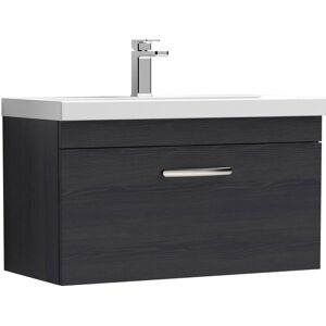 Premier Nuie Athena Wall Hung 1-Drawer Vanity Unit with Basin-1 800mm Wide - Charcoal Black Premier Nuie Athena Wall Hung 1-Drawer Vanity Unit with Basin-1 800mm Wide - Charcoal Black