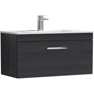 Premier - Nuie Athena Wall Hung 1-Drawer Vanity Unit with Basin-2 800mm Wide - Charcoal Black Premier - Nuie Athena Wall Hung 1-Drawer Vanity Unit with Basin-2 800mm Wide - Charcoal Black