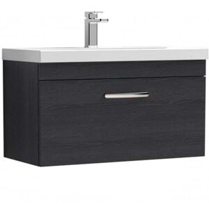 Vasari - Nuie Athena Wall Hung 1-Drawer Vanity Unit with Basin-3 800mm Wide - Charcoal Black Vasari - Nuie Athena Wall Hung 1-Drawer Vanity Unit with Basin-3 800mm Wide - Charcoal Black