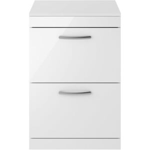 Nuie Athena Floor Standing 2-Drawer Vanity Unit And Worktop - 600mm Gloss White Nuie Athena Floor Standing 2-Drawer Vanity Unit And Worktop - 600mm Gloss White
