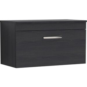 Nuie Athena Wall Hung 1-Drawer Vanity Unit and Worktop 800mm Wide - Charcoal Black Nuie Athena Wall Hung 1-Drawer Vanity Unit and Worktop 800mm Wide - Charcoal Black