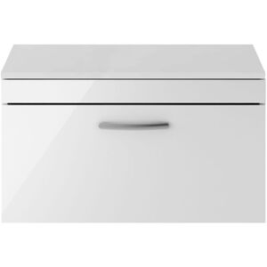Nuie - Athena Wall Hung 1-Drawer Vanity Unit and Worktop 800mm Wide - Gloss White Nuie - Athena Wall Hung 1-Drawer Vanity Unit and Worktop 800mm Wide - Gloss White