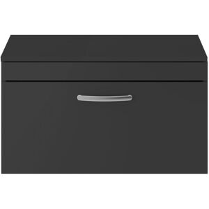 Nuie - Athena Wall Hung 1-Drawer Vanity Unit and Worktop 800mm Wide - Gloss Grey Nuie - Athena Wall Hung 1-Drawer Vanity Unit and Worktop 800mm Wide - Gloss Grey