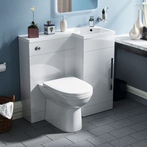 NES HOME Raven RH 900mm Vanity Basin Unit, WC Unit & Welbourne Back to Wall Toilet White NES HOME Raven RH 900mm Vanity Basin Unit, WC Unit & Welbourne Back to Wall Toilet White