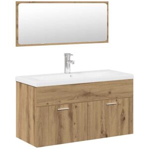 3 Piece Bathroom Furniture Set Artisan Oak Engineered Wood vidaXL 3 Piece Bathroom Furniture Set Artisan Oak Engineered Wood vidaXL