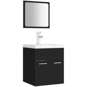 Bathroom Furniture Set Black Engineered Wood vidaXL Bathroom Furniture Set Black Engineered Wood vidaXL