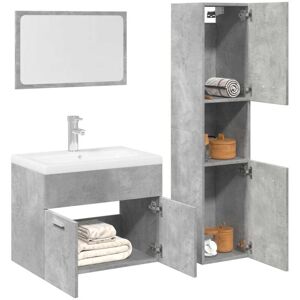 vidaXL Bathroom Furniture Set 3 Piece Concrete Grey - Bathroom Furniture Set vidaXL Bathroom Furniture Set 3 Piece Concrete Grey - Bathroom Furniture Set