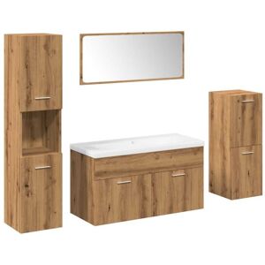 5 Piece Bathroom Furniture Set Artisan Oak Engineered Wood vidaXL 5 Piece Bathroom Furniture Set Artisan Oak Engineered Wood vidaXL