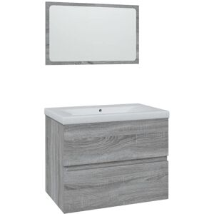 Vidaxl Sonoma Bathroom Furniture Set - Grey, Wall Mount, Storage Vidaxl Sonoma Bathroom Furniture Set - Grey, Wall Mount, Storage