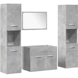 4 Piece Bathroom Furniture Set Concrete Grey Engineered Wood vidaXL 4 Piece Bathroom Furniture Set Concrete Grey Engineered Wood vidaXL