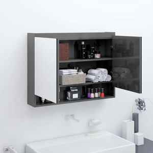 Vidaxl - Bathroom Mirror Cabinet 80x15x60 cm mdf Shining Grey Vidaxl - Bathroom Mirror Cabinet 80x15x60 cm mdf Shining Grey