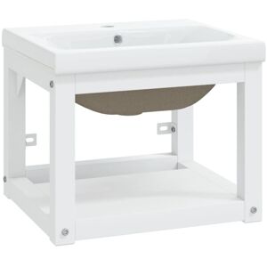 Bathroom Washbasin Frame with Built-in Basin White Iron vidaXL Bathroom Washbasin Frame with Built-in Basin White Iron vidaXL