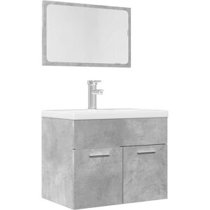 vidaXL Bathroom Furniture Set 2 Piece Cabinet Concrete Grey - Bathroom Furniture vidaXL Bathroom Furniture Set 2 Piece Cabinet Concrete Grey - Bathroom Furniture