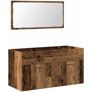 Bathroom Cabinet with Mirror Old Wood Engineered Wood Vidaxl Bathroom Cabinet with Mirror Old Wood Engineered Wood Vidaxl