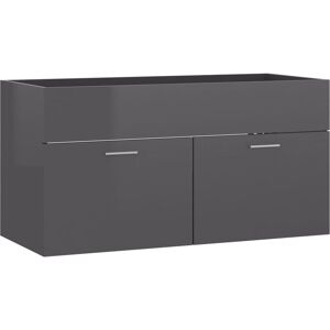 Sink Cabinet High Gloss Grey 90x38.5x46 cm Engineered Wood Vidaxl Sink Cabinet High Gloss Grey 90x38.5x46 cm Engineered Wood Vidaxl