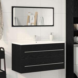 Sink Cabinet with Mirror Black Oak 90x45x1,5 cm Engineered Wood vidaXL Sink Cabinet with Mirror Black Oak 90x45x1,5 cm Engineered Wood vidaXL
