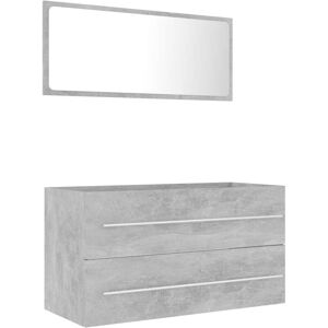 VidaXL Bathroom Furniture Set - Plywood, Grey Concrete - Bathroom Furniture Set VidaXL Bathroom Furniture Set - Plywood, Grey Concrete - Bathroom Furniture Set