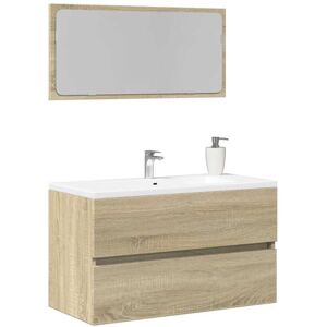 vidaXL Bathroom Cabinet with Mirror Sonoma Oak - Bathroom Storage vidaXL Bathroom Cabinet with Mirror Sonoma Oak - Bathroom Storage