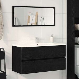 Sink Cabinet Black Oak 90x38,5x45 cm Engineered Wood Vidaxl Sink Cabinet Black Oak 90x38,5x45 cm Engineered Wood Vidaxl