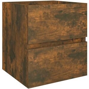 vidaXL Nova Smoked Oak Wall-Mount Sink Cabinet - Bathroom Storage vidaXL Nova Smoked Oak Wall-Mount Sink Cabinet - Bathroom Storage