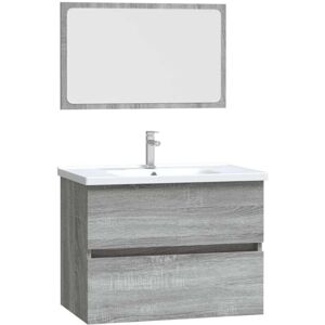 vidaXL Grey Sonoma Bathroom Furniture Set - Bathroom Type vidaXL Grey Sonoma Bathroom Furniture Set - Bathroom Type