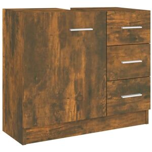 vidaXL Smoked Oak Sink Cabinet - Engineered Wood Bathroom Storage vidaXL Smoked Oak Sink Cabinet - Engineered Wood Bathroom Storage