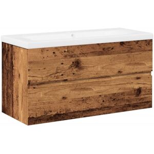 Sink Cabinet with Built-in Basin Old Wood vidaXL Sink Cabinet with Built-in Basin Old Wood vidaXL