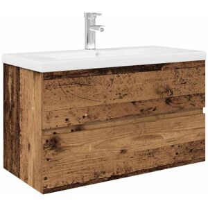 Sink Cabinet with Built-in Basin and Faucet Old Wood vidaXL Sink Cabinet with Built-in Basin and Faucet Old Wood vidaXL