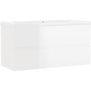 Sink Cabinet with Built-in Basin High Gloss White Engineered Wood vidaXL Sink Cabinet with Built-in Basin High Gloss White Engineered Wood vidaXL
