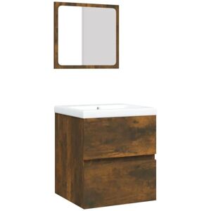 vidaXL Bathroom Cabinet with Sink & Mirror - Brown vidaXL Bathroom Cabinet with Sink & Mirror - Brown
